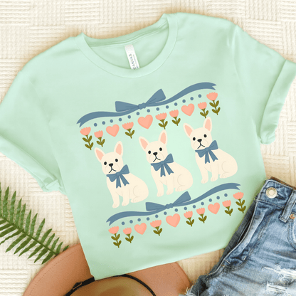 White French Bulldog Grandma TShirt Heather Mint