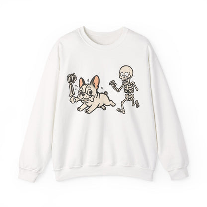 Printify Sweatshirt White French Bulldog Grave Robber Sweatshirt