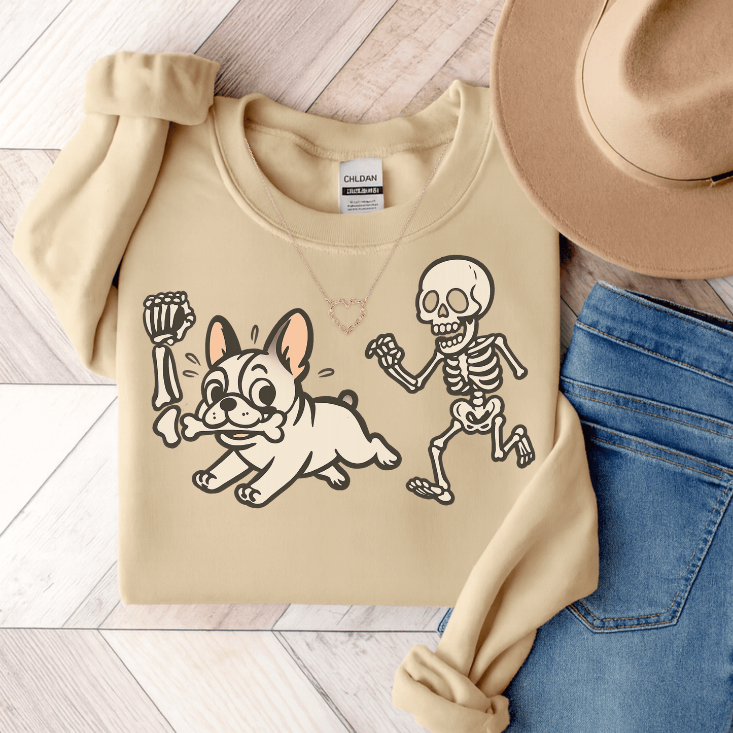 Printify Sweatshirt S / Sand White French Bulldog Grave Robber Sweatshirt