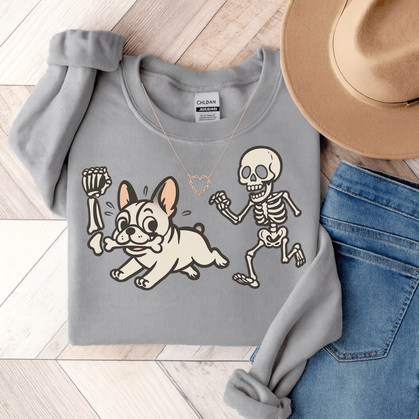 Printify Sweatshirt S / Sport Grey White French Bulldog Grave Robber Sweatshirt