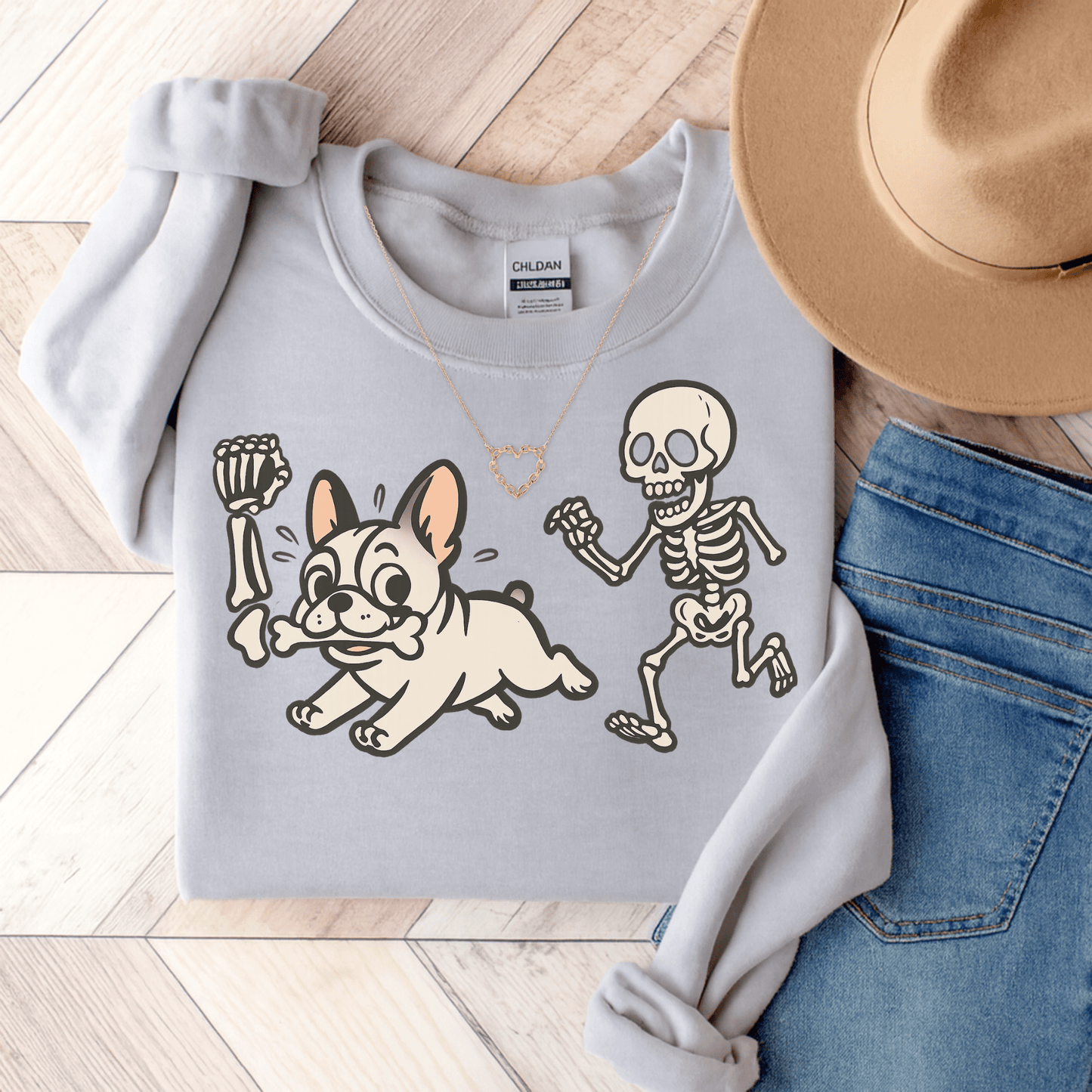 Printify Sweatshirt S / Ash White French Bulldog Grave Robber Sweatshirt