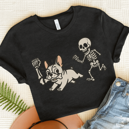 Printify T-Shirt Dark Grey Heather / S White French Bulldog Grave Robber TShirt