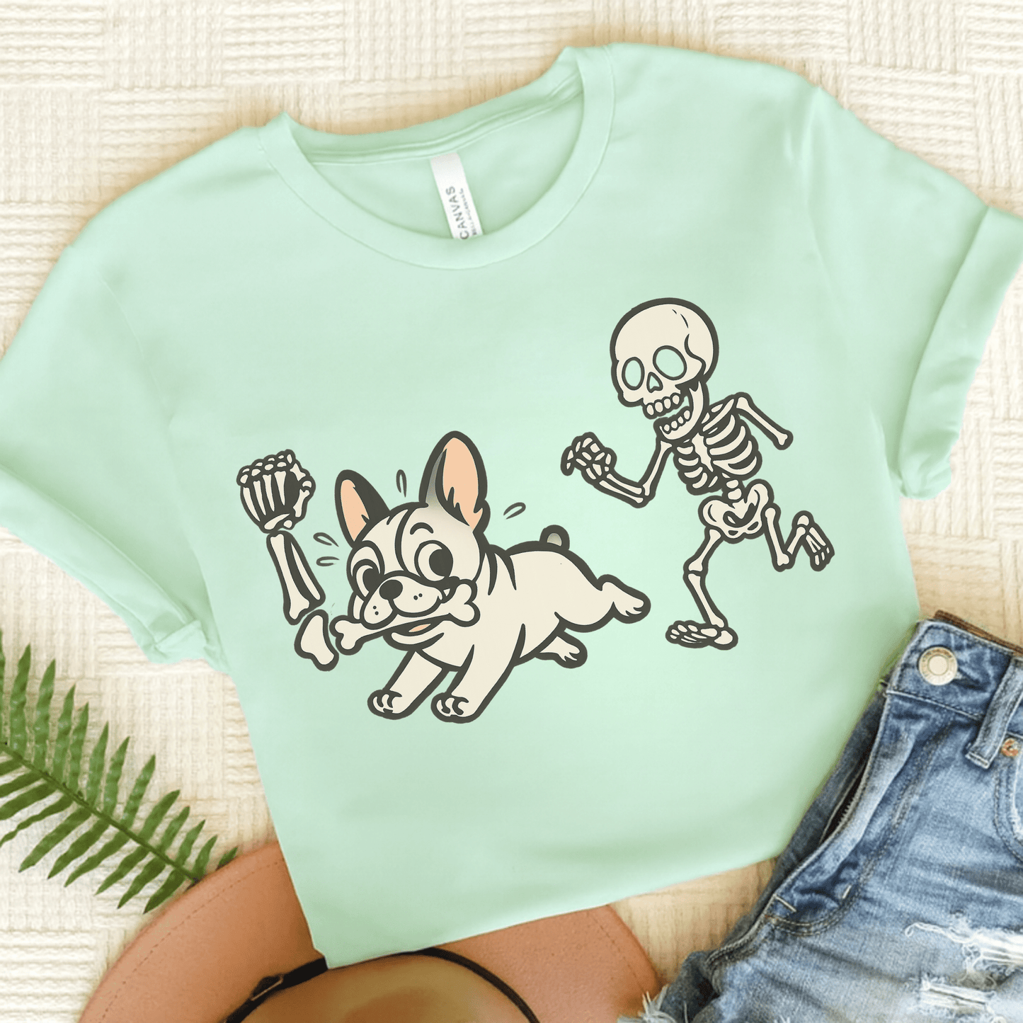 Printify T-Shirt Heather Mint / S White French Bulldog Grave Robber TShirt