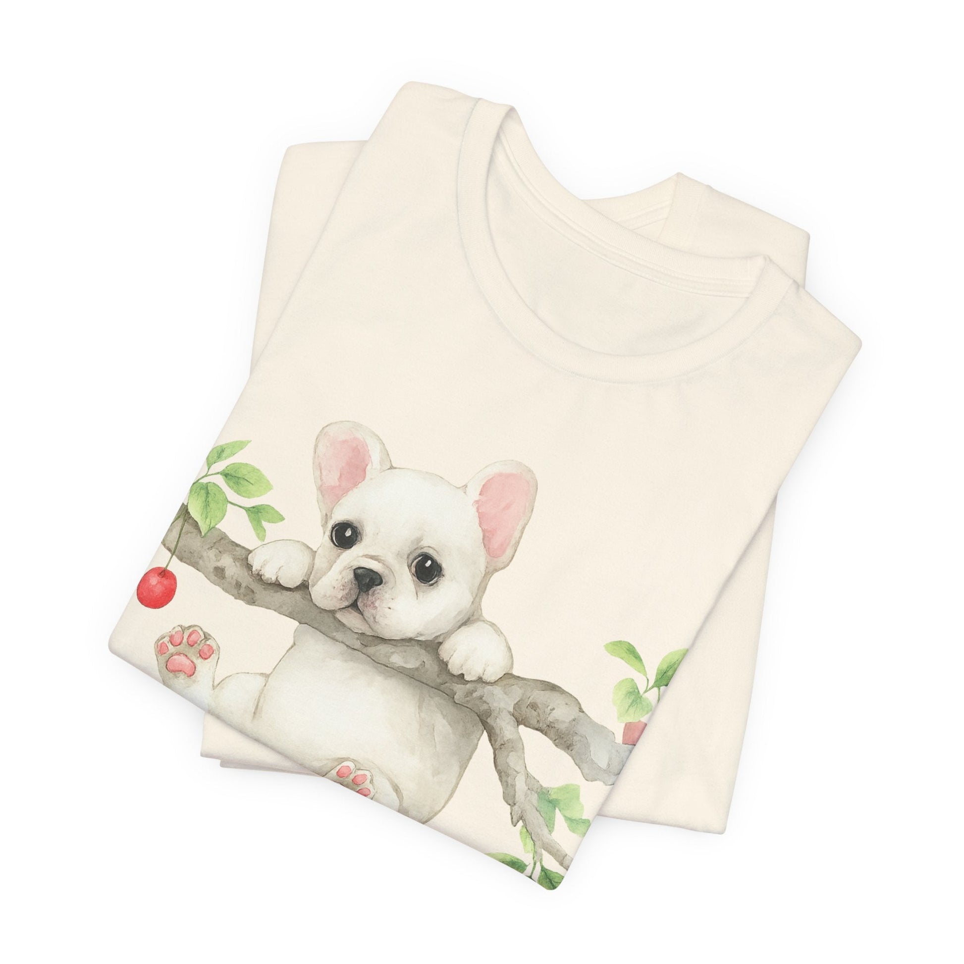 Printify T-Shirt White French Bulldog Hang In There Tshirt