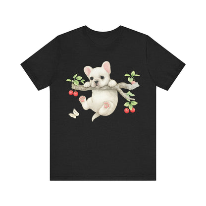 Printify T-Shirt White French Bulldog Hang In There Tshirt