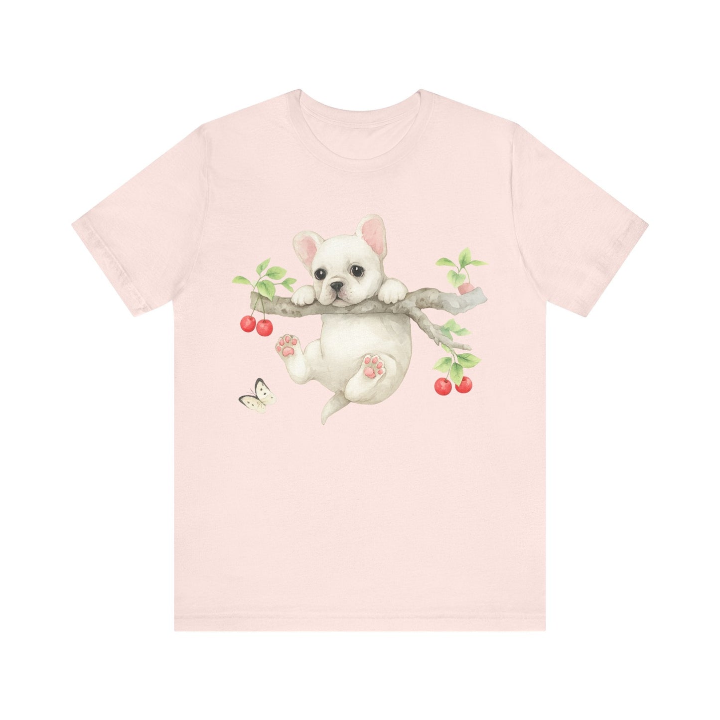Printify T-Shirt White French Bulldog Hang In There Tshirt