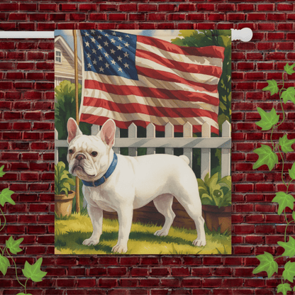 White French Bulldog Independence Day Garden Flag 24.5'' × 32''