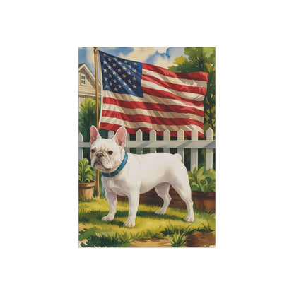 White French Bulldog Independence Day Garden Flag
