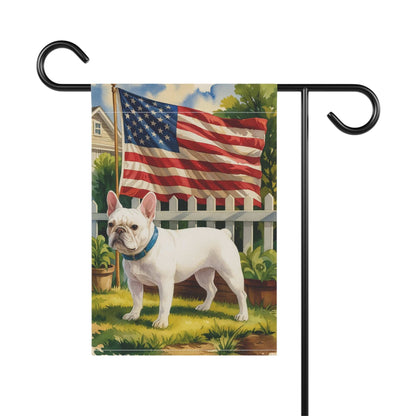 White French Bulldog Independence Day Garden Flag