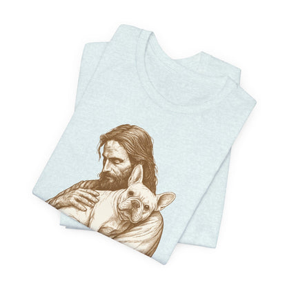 White French Bulldog Jesus TShirt