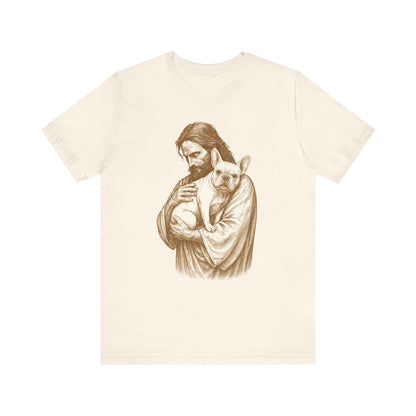 White French Bulldog Jesus TShirt