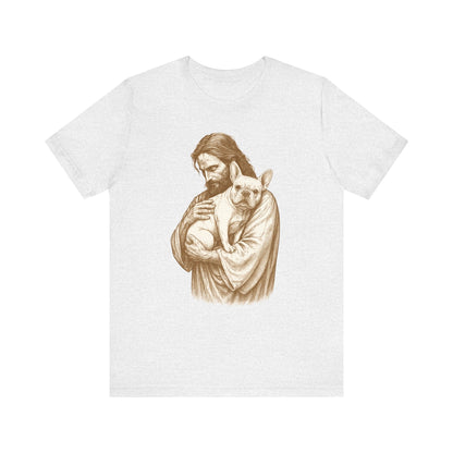 White French Bulldog Jesus TShirt