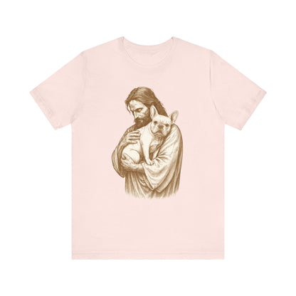 White French Bulldog Jesus TShirt