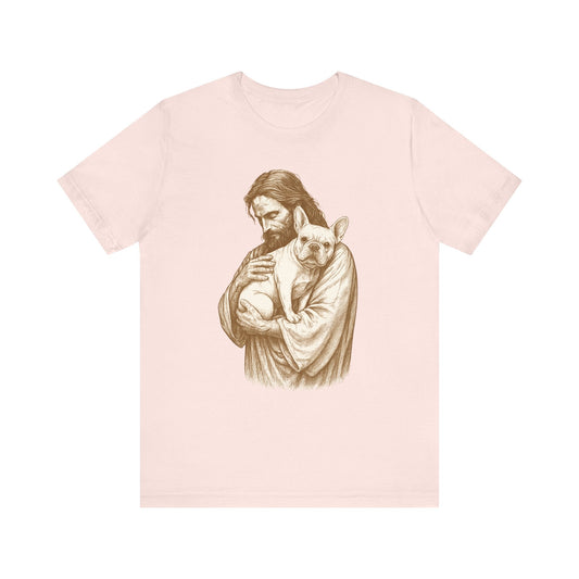 White French Bulldog Jesus TShirt