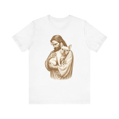 White French Bulldog Jesus TShirt