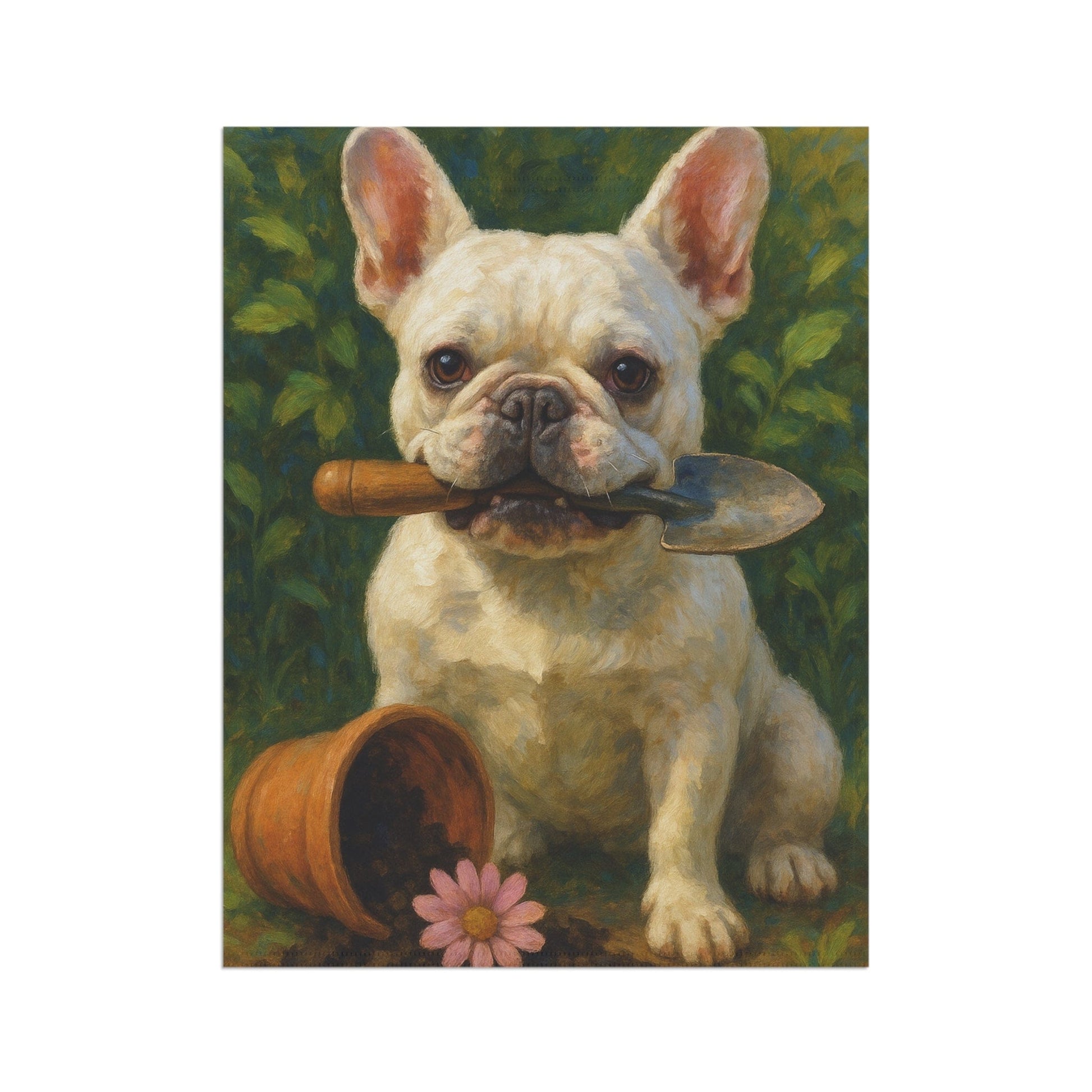 White French Bulldog Little Gardener Garden Flag