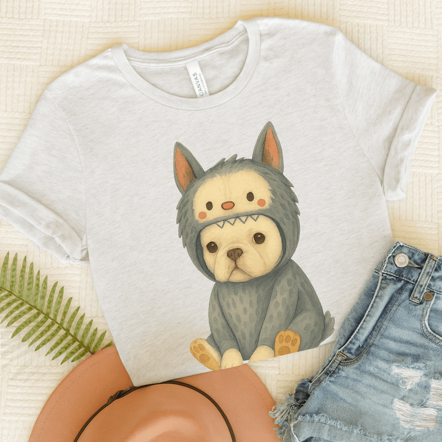 Printify T-Shirt Ash / S White French Bulldog Little Monster TShirt