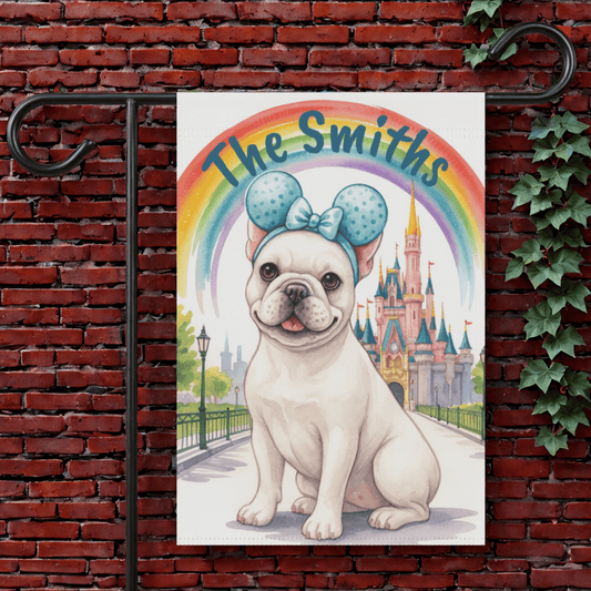 Printify Garden Flag 12'' × 18'' White French Bulldog Magical Kingdom Garden Flag