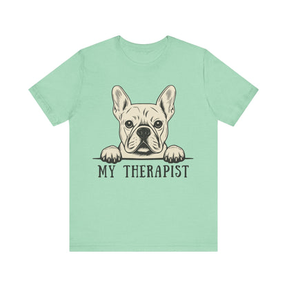 Printify T-Shirt White French Bulldog My Therapist TShirt