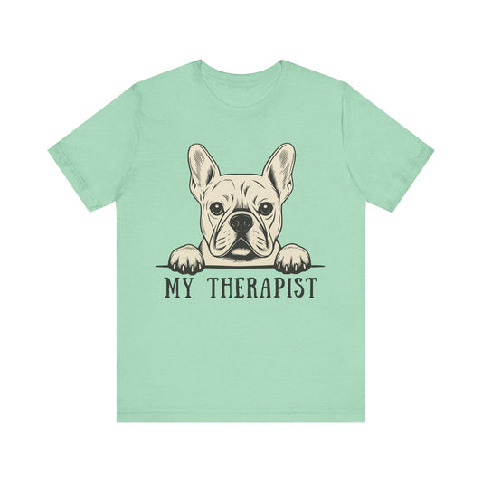 Printify T-Shirt White French Bulldog My Therapist TShirt