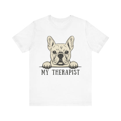 Printify T-Shirt White French Bulldog My Therapist TShirt