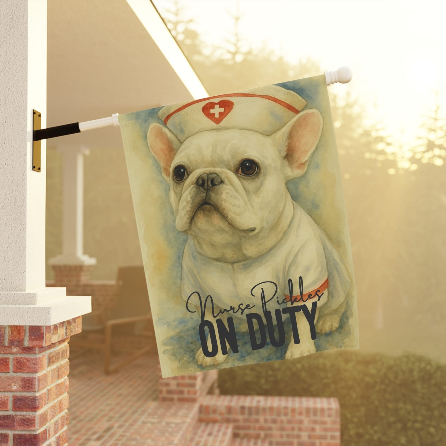 White French Bulldog Nursing Gift Garden Flag
