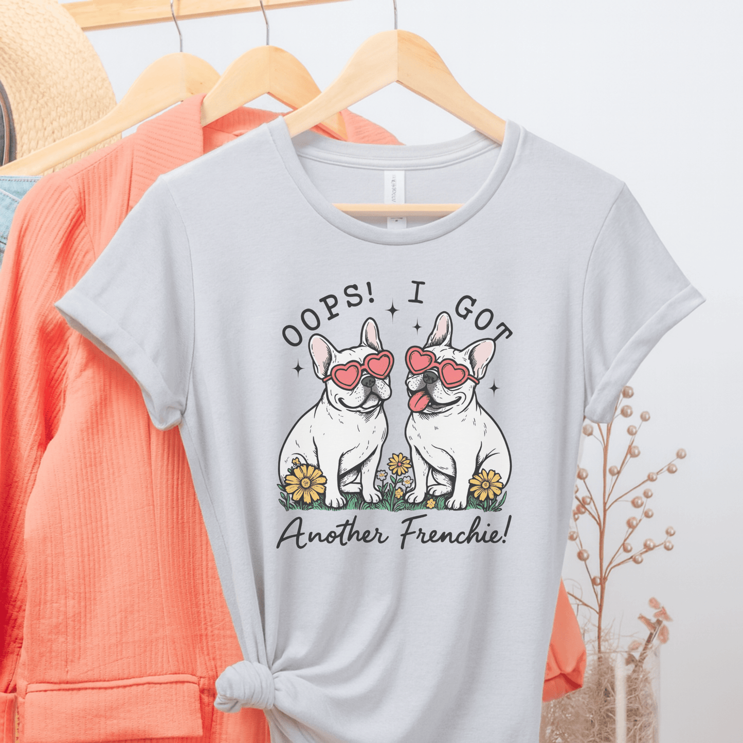 Printify T-Shirt White French Bulldog Oops TShirt