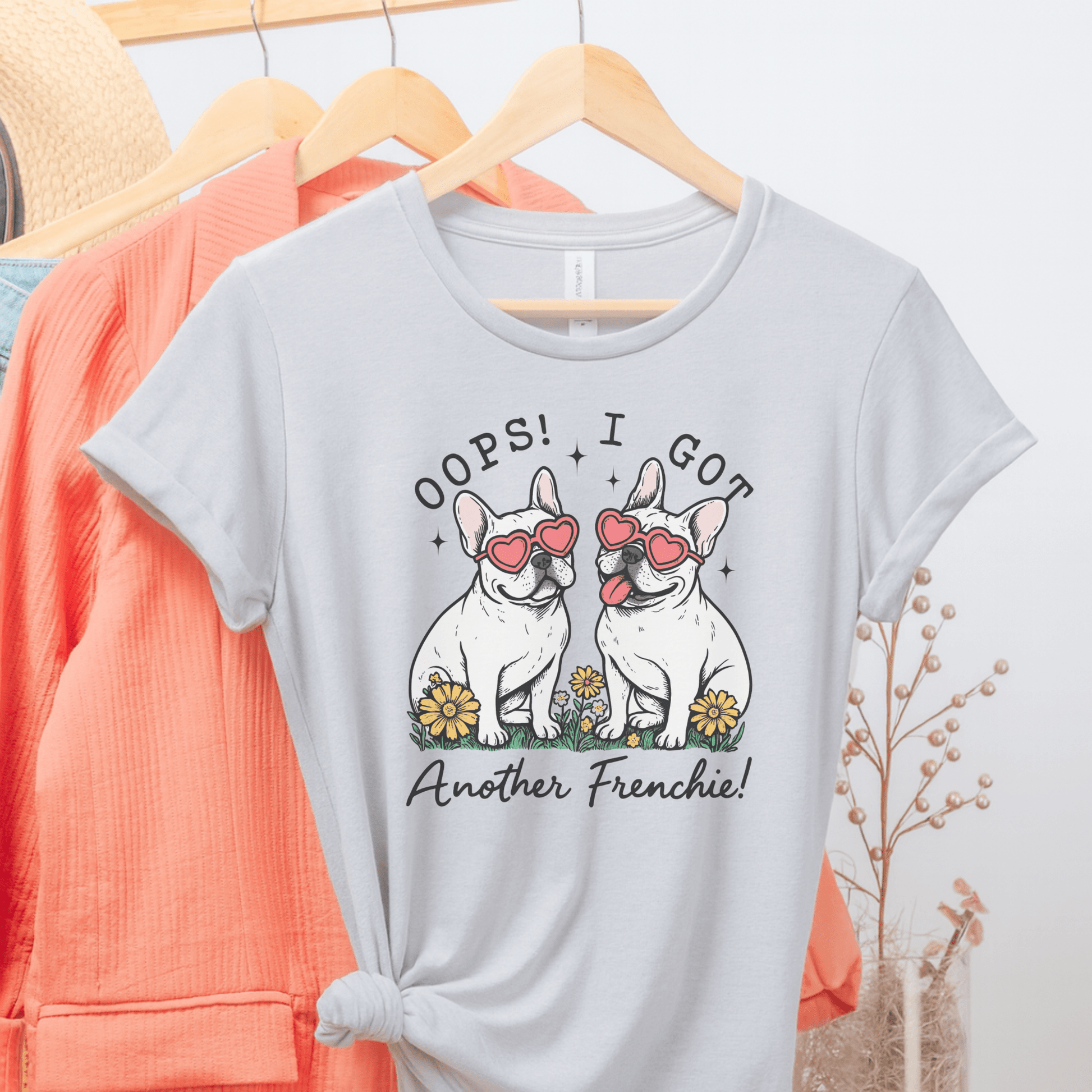 Printify T-Shirt White French Bulldog Oops TShirt