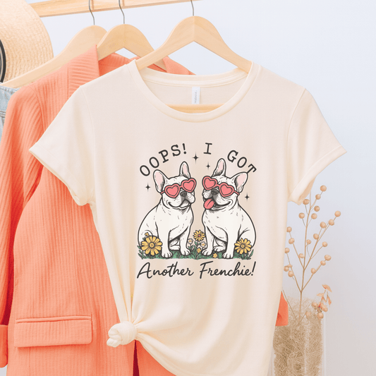 Printify T-Shirt White French Bulldog Oops TShirt