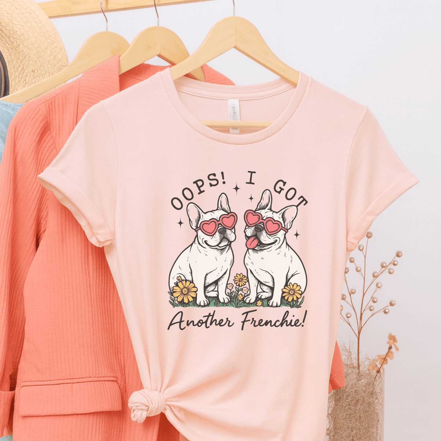 Printify T-Shirt White French Bulldog Oops TShirt