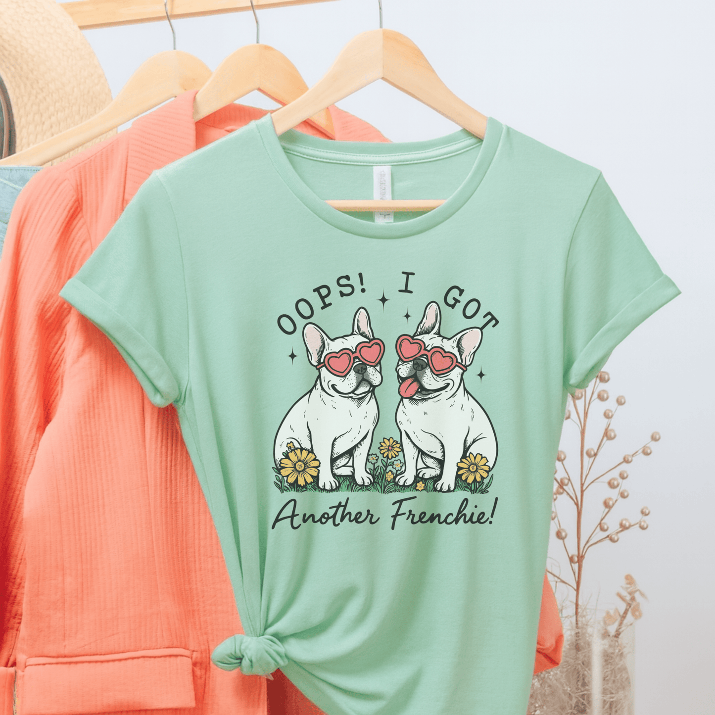 Printify T-Shirt White French Bulldog Oops TShirt
