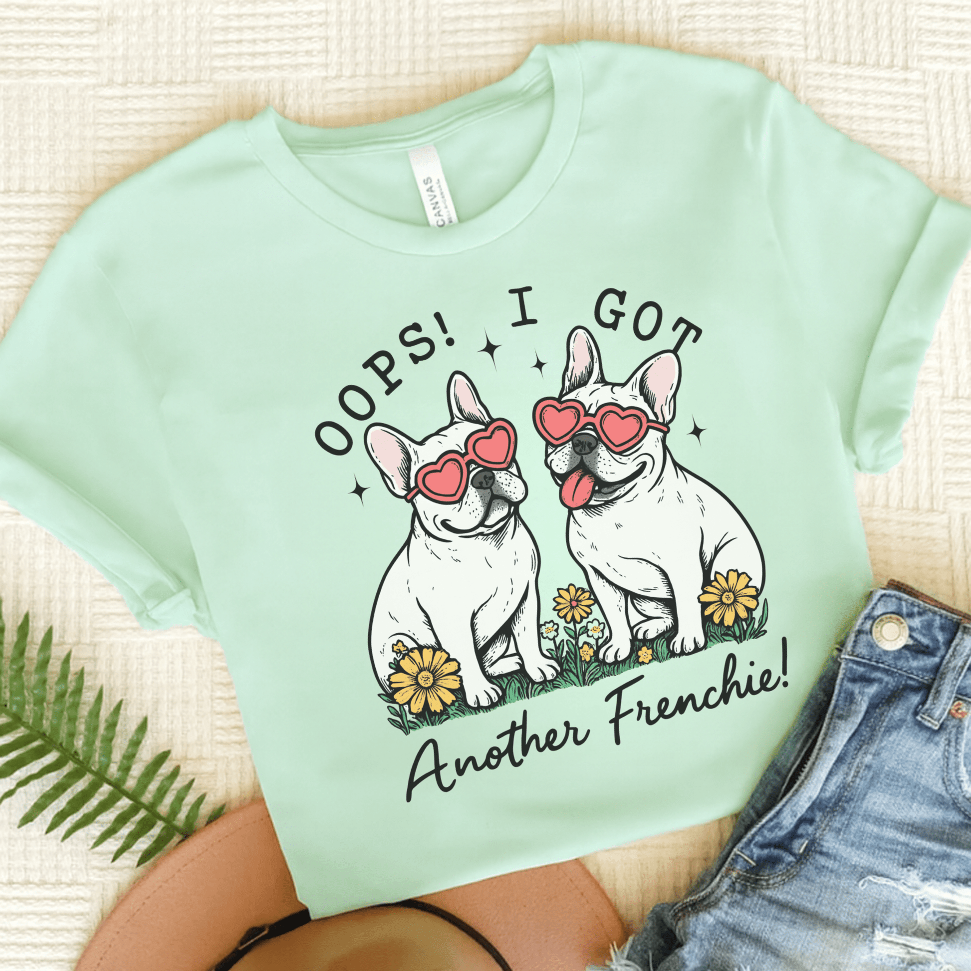 Printify T-Shirt Heather Mint / S White French Bulldog Oops TShirt