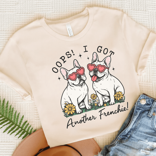 Printify T-Shirt Natural / S White French Bulldog Oops TShirt