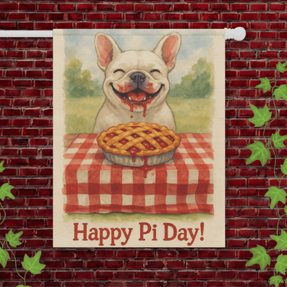 White French Bulldog Pi Day Garden Flag 24.5'' × 32''