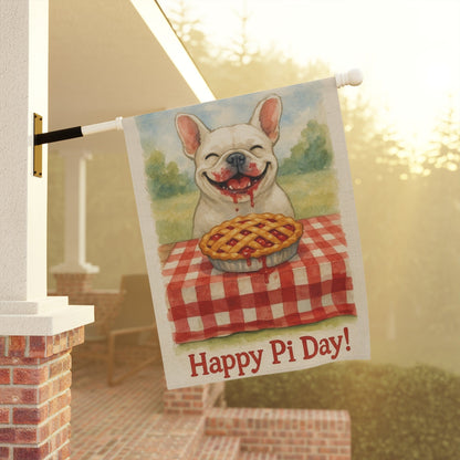 White French Bulldog Pi Day Garden Flag