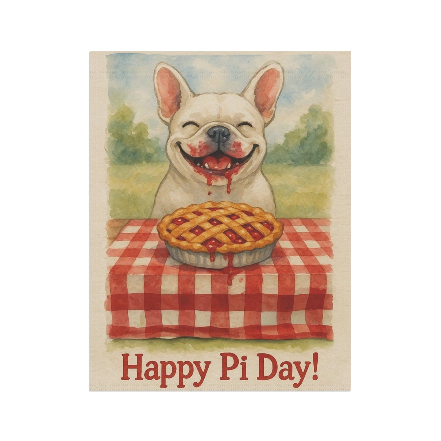 White French Bulldog Pi Day Garden Flag