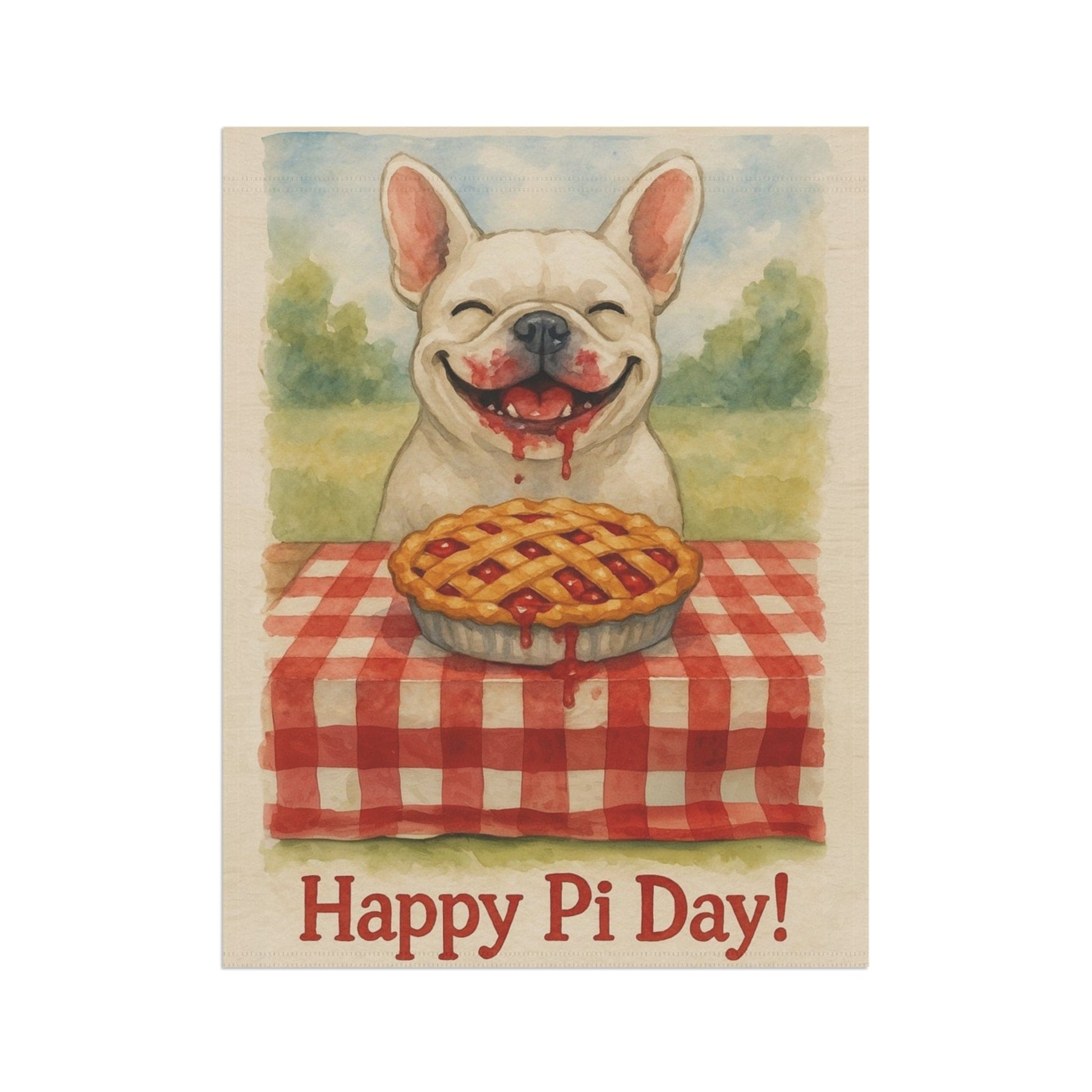 White French Bulldog Pi Day Garden Flag