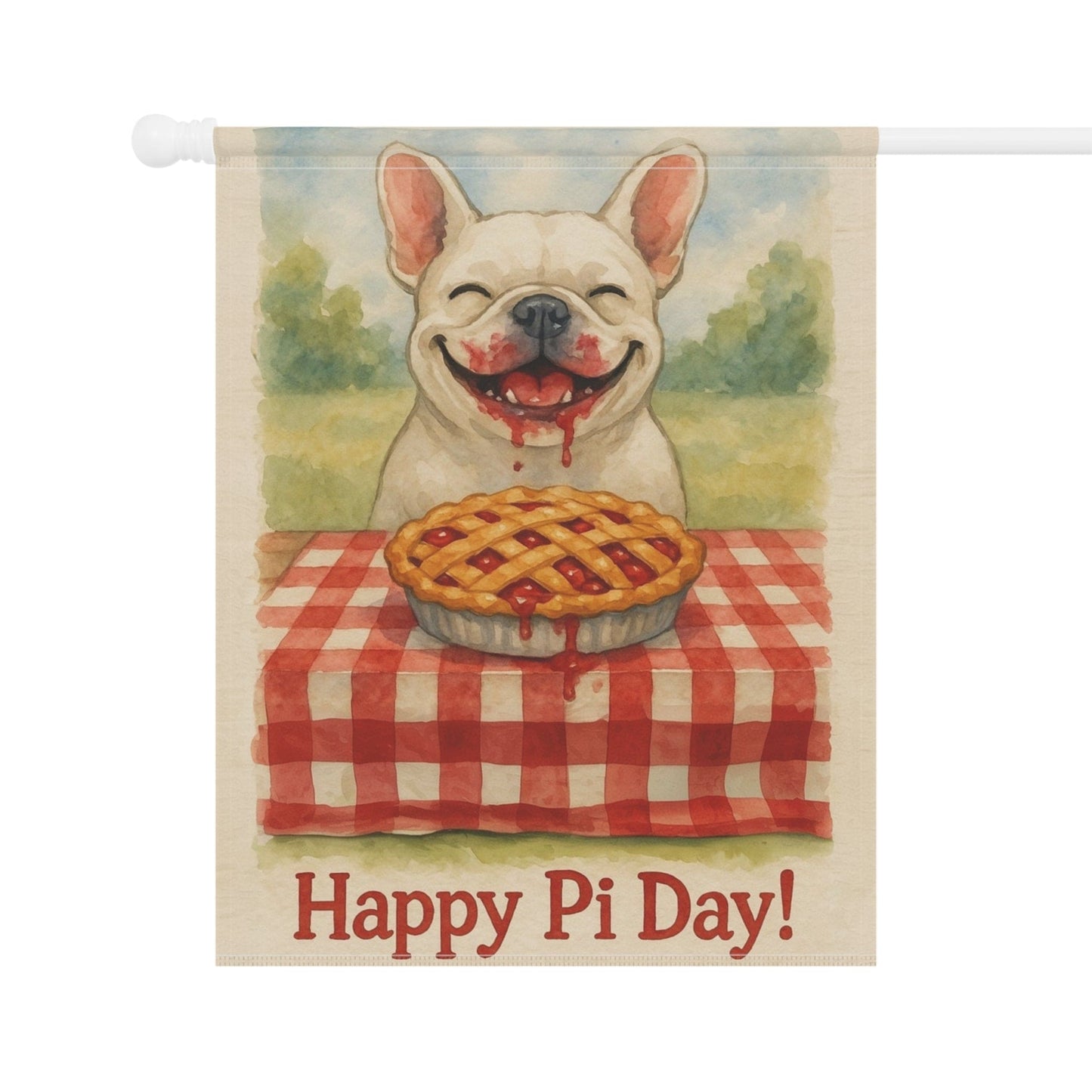 White French Bulldog Pi Day Garden Flag