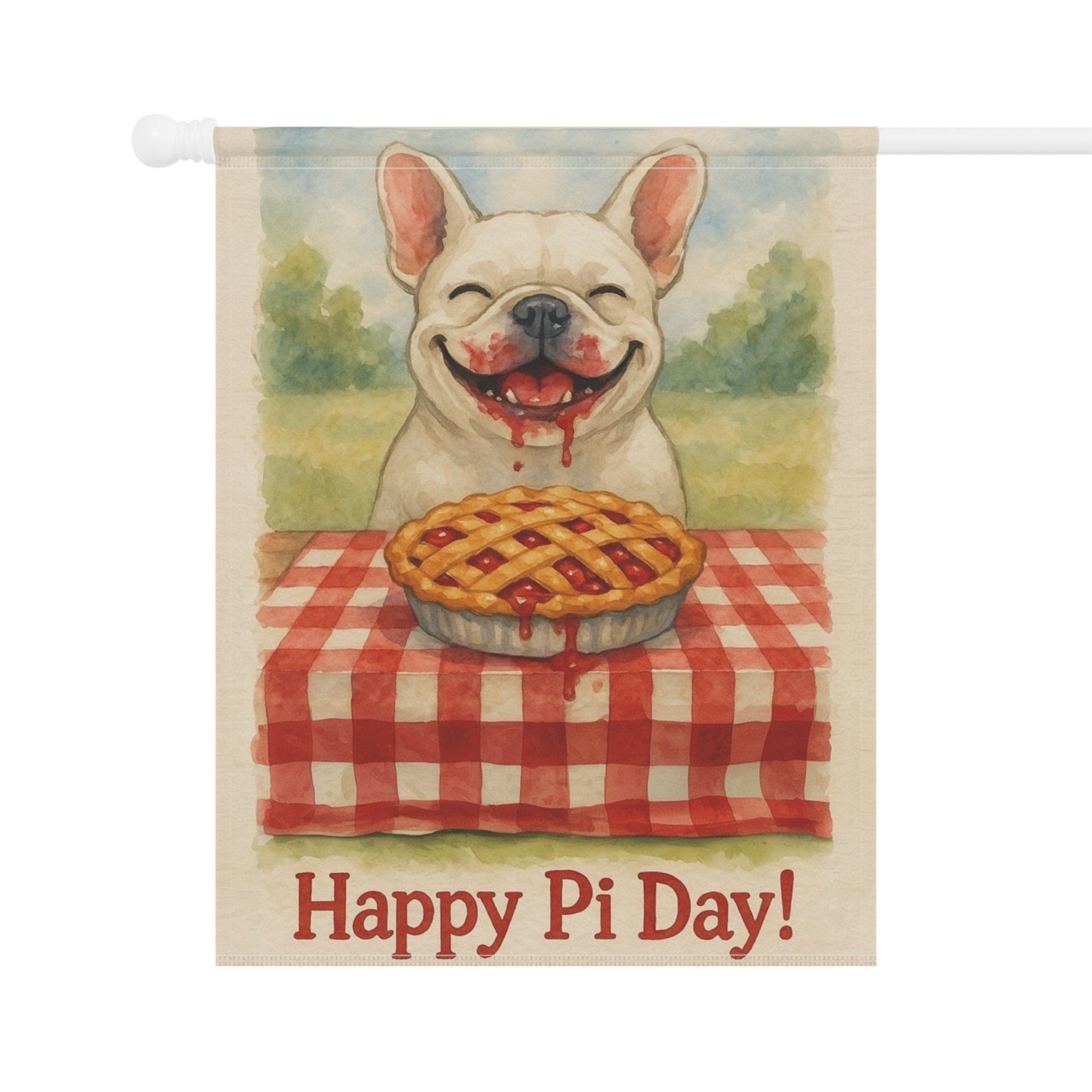 White French Bulldog Pi Day Garden Flag