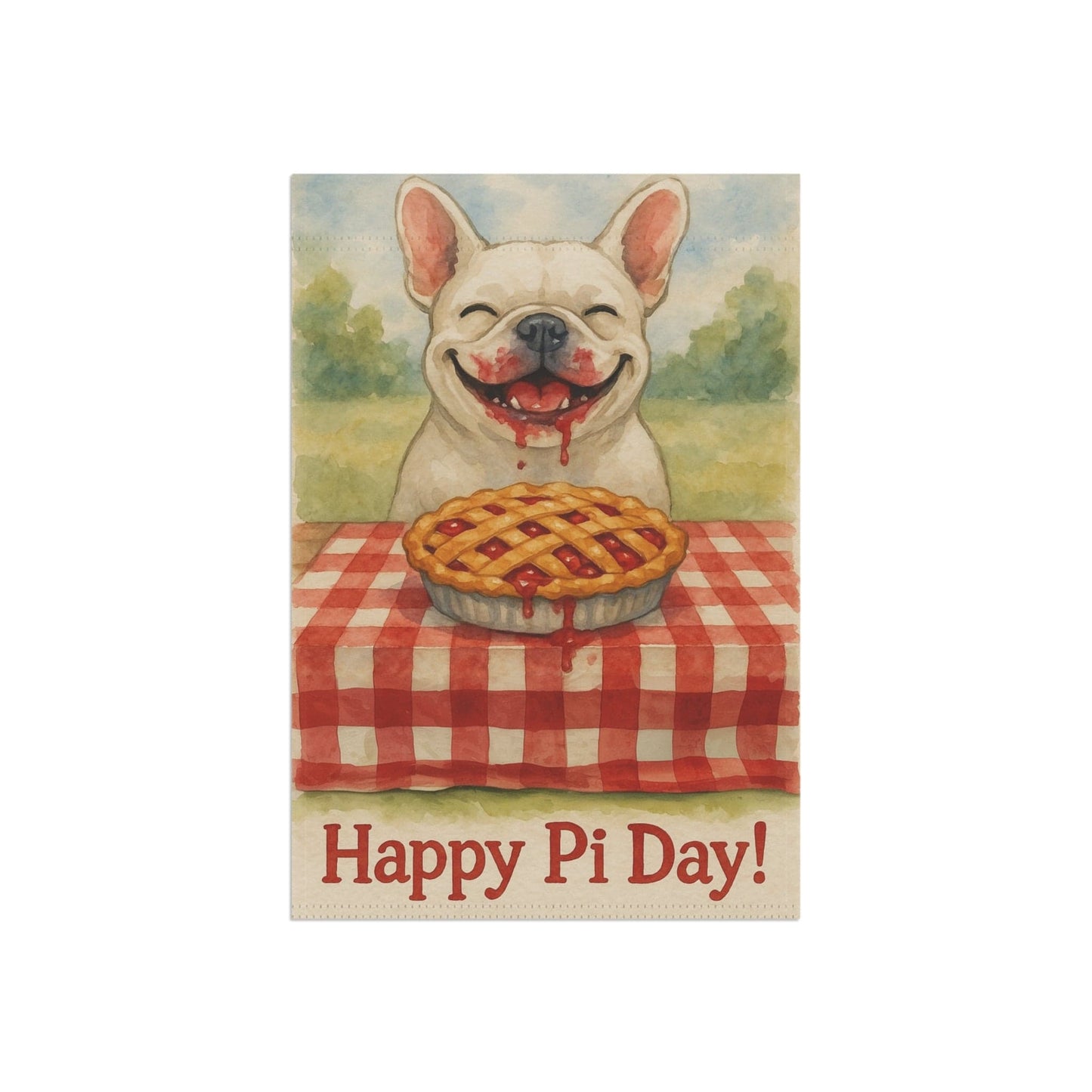 White French Bulldog Pi Day Garden Flag