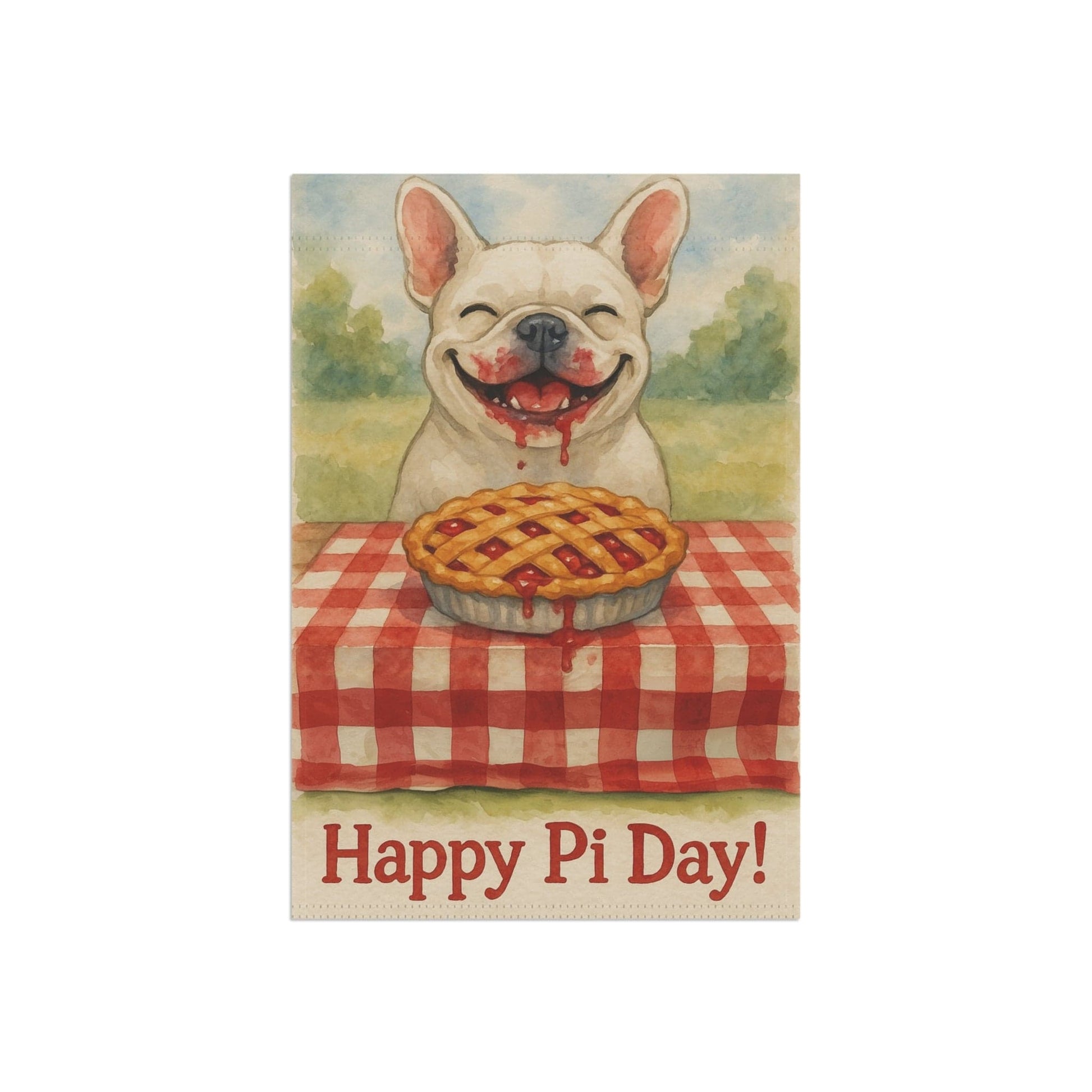 White French Bulldog Pi Day Garden Flag