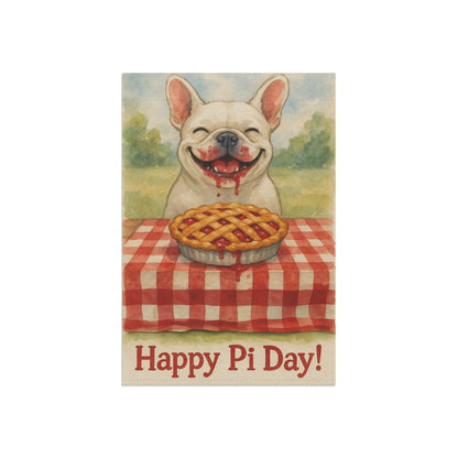 White French Bulldog Pi Day Garden Flag