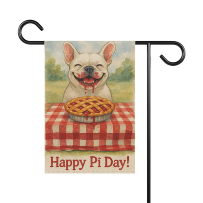 White French Bulldog Pi Day Garden Flag