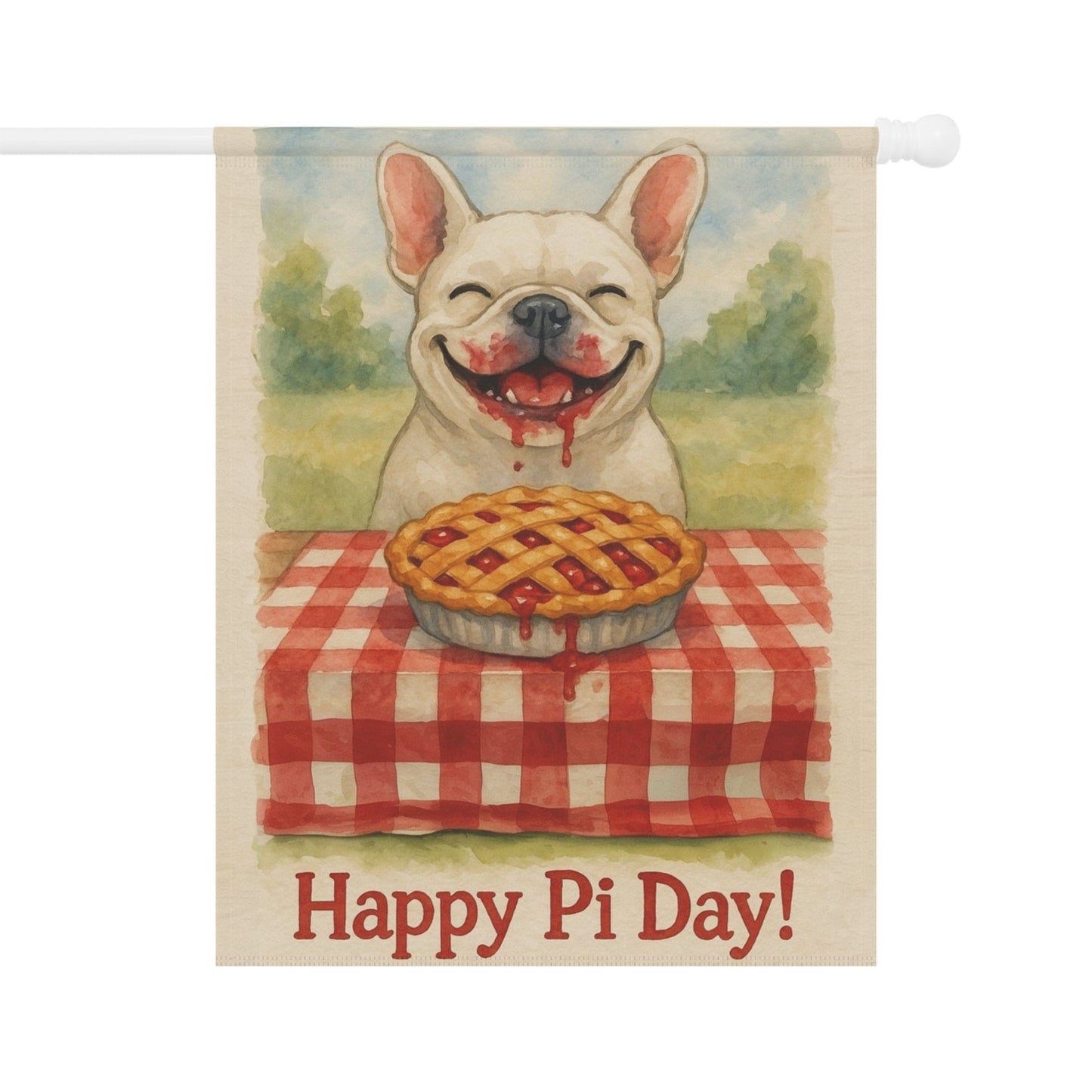 White French Bulldog Pi Day Garden Flag
