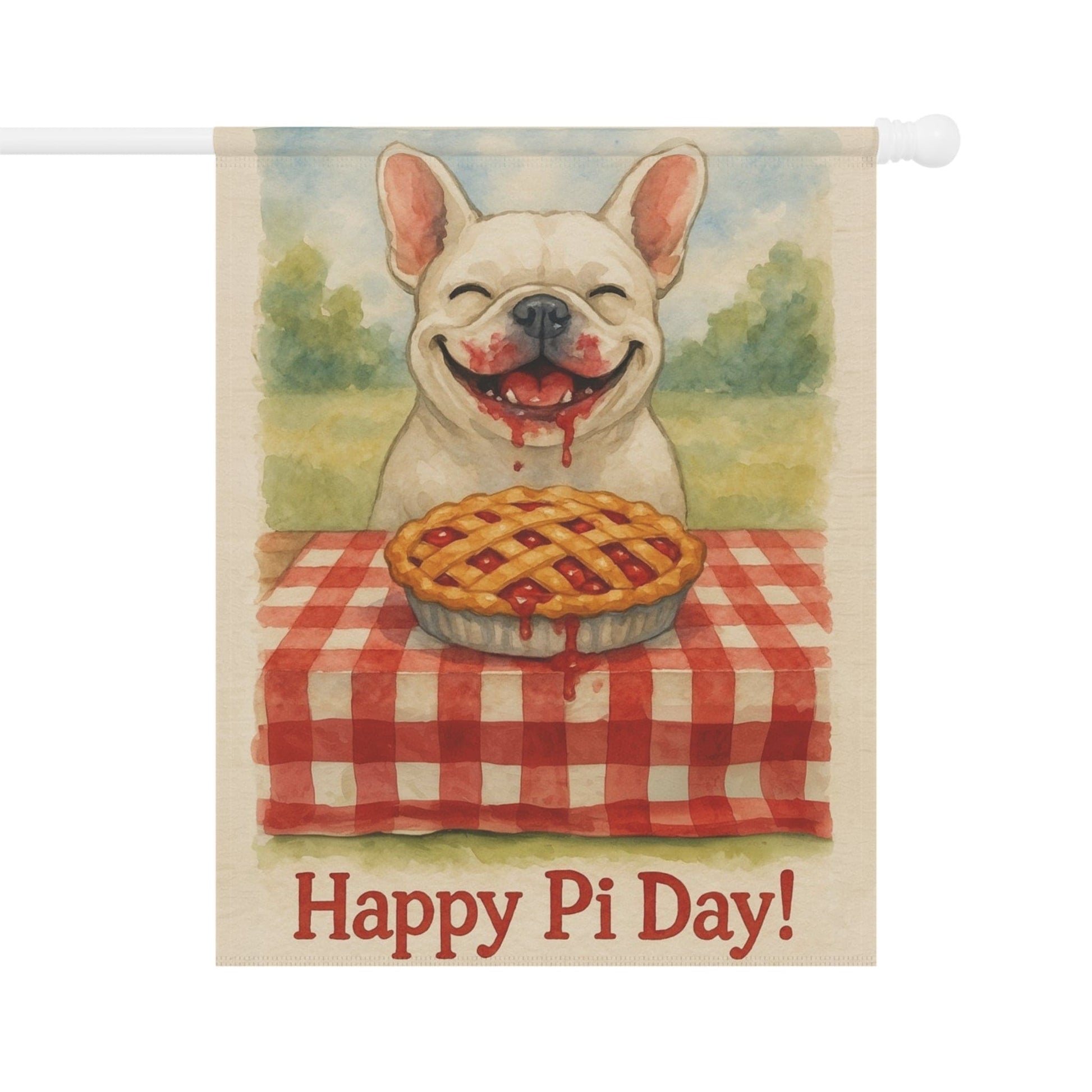 White French Bulldog Pi Day Garden Flag