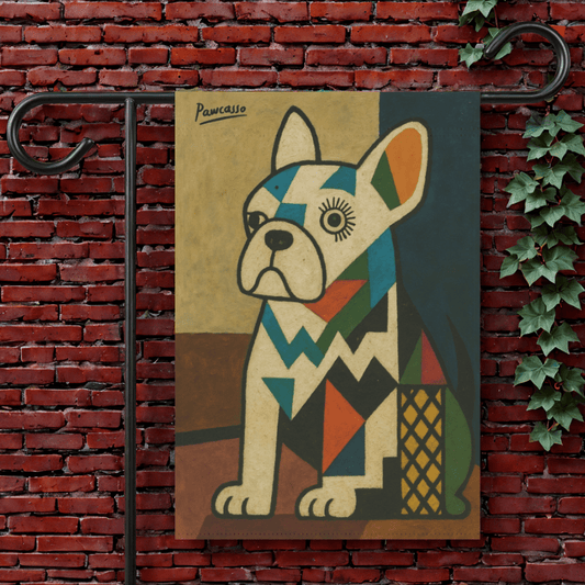 White French Bulldog Picasso Garden Flag 12'' × 18''