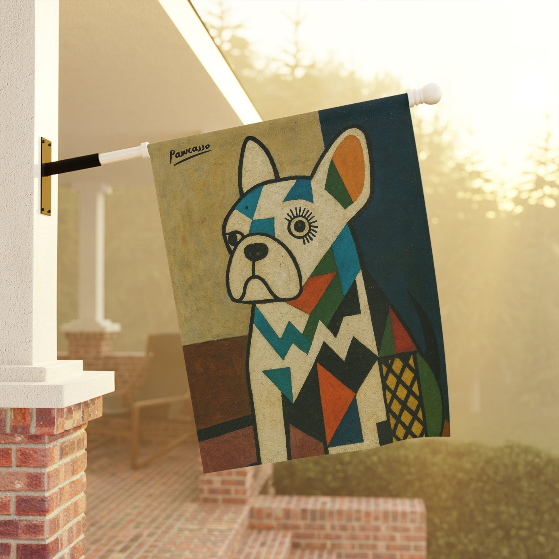 White French Bulldog Picasso Garden Flag