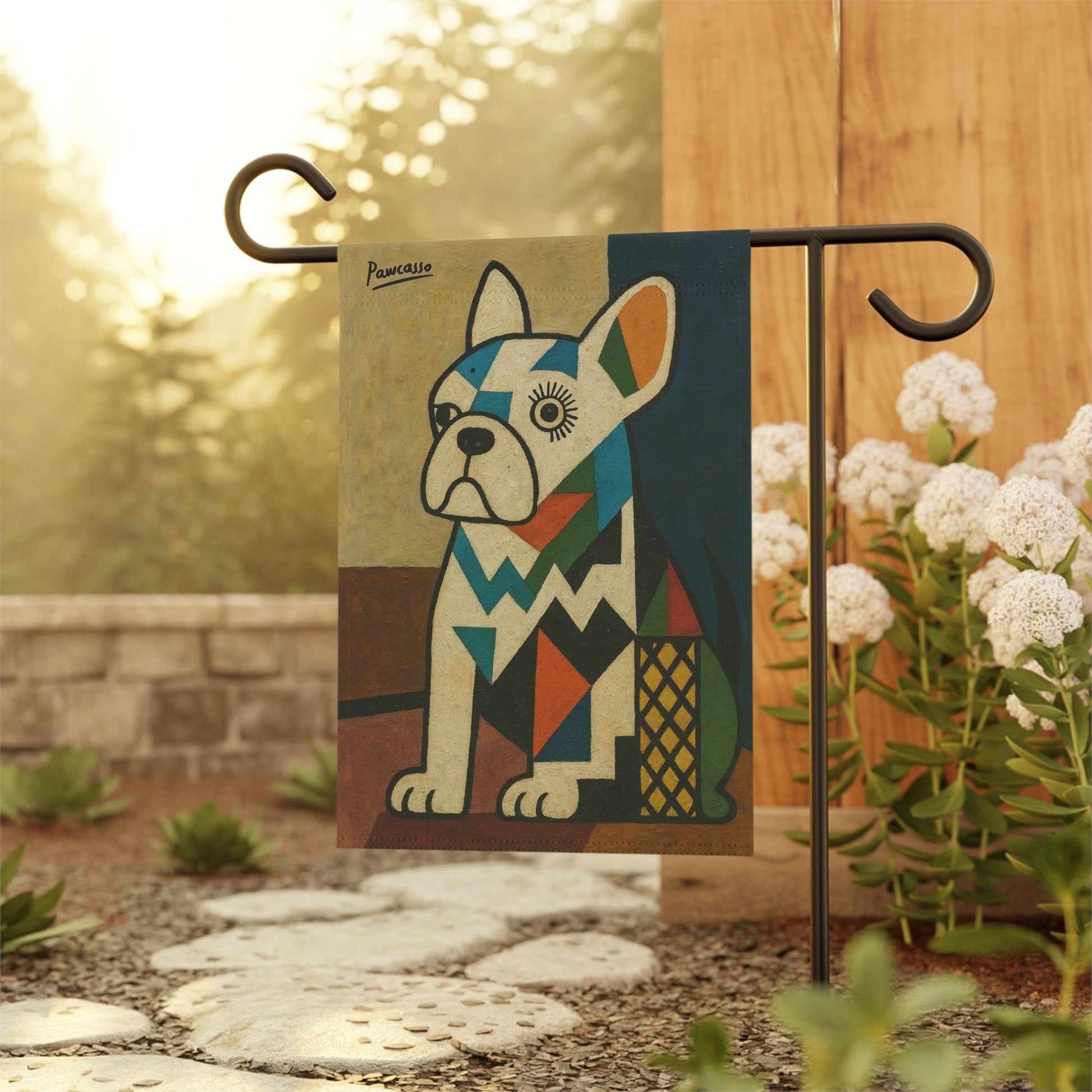 White French Bulldog Picasso Garden Flag