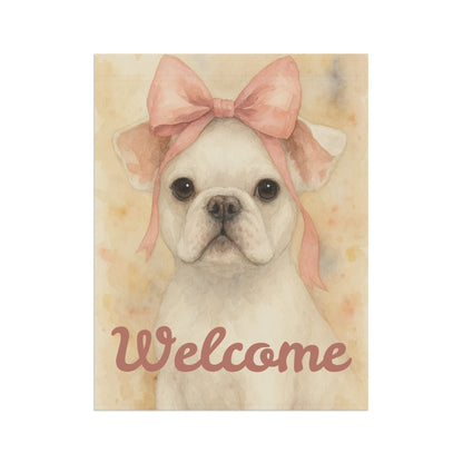 White French Bulldog Pink Coquette Garden Flag
