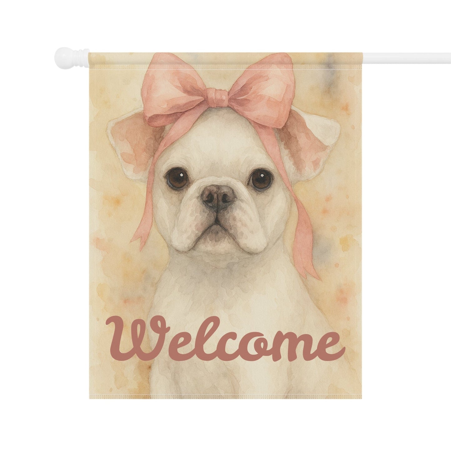 White French Bulldog Pink Coquette Garden Flag